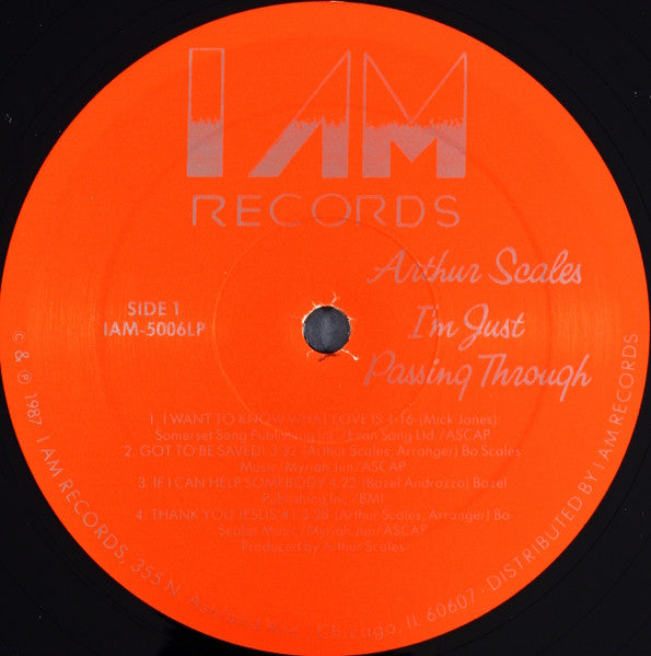 Arthur Scales - I'm Just Passing Through - Mint- LP Record 1987 I Am Records USA Vinyl - Chicago Jazz / Gospel / Jazz-Funk - Shuga Records
