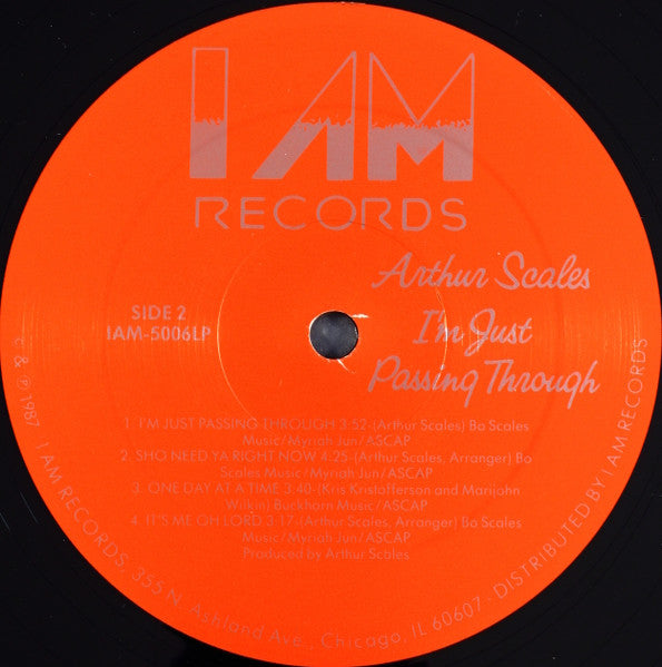 Arthur Scales - I'm Just Passing Through - Mint- LP Record 1987 I Am Records USA Vinyl - Chicago Jazz / Gospel / Jazz-Funk - Shuga Records