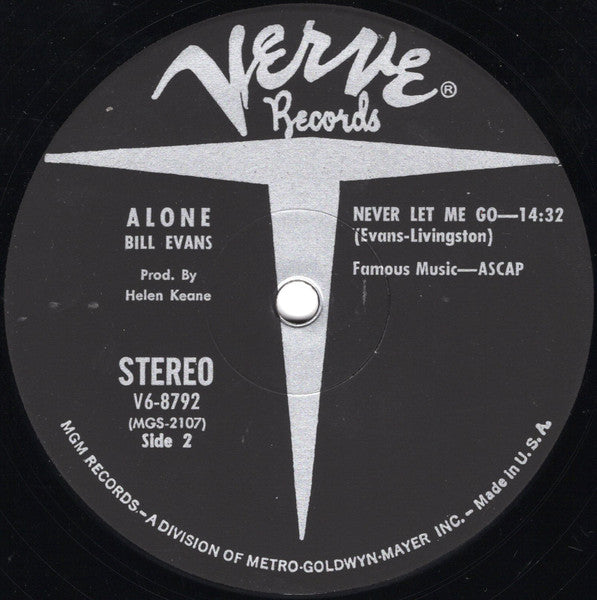 Bill Evans - Alone - VG+ LP Record 1968 Verve USA Original Vinyl - Jazz / Post Bop - Shuga Records