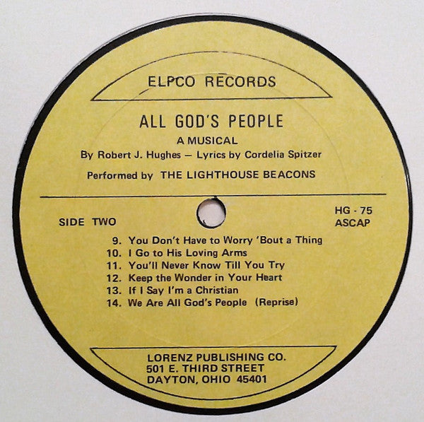 The Lighthouse Beacons – All God's People - VG+ LP Record 1975 Elpco USA Private Press OHIO Vinyl - Gospel