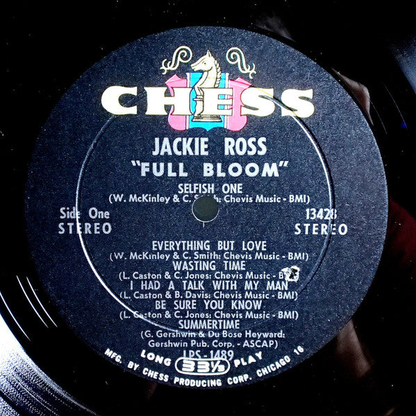 Jackie Ross – Full Bloom - VG+ LP Record 1964 Chess USA Stereo Original Vinyl - Soul / Rhythm & Blues - Shuga Records
