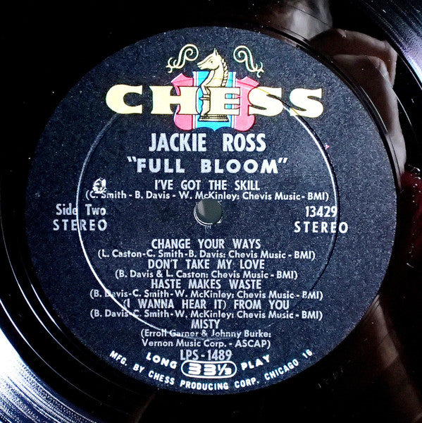 Jackie Ross – Full Bloom - VG+ LP Record 1964 Chess USA Stereo Original Vinyl - Soul / Rhythm & Blues - Shuga Records