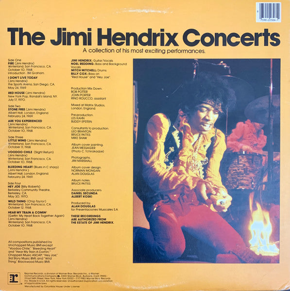 Jimi Hendrix - The Jimi Hendrix Concerts - VG+ 2 LP Record 1982 Reprise Club Edition USA Vinyl - Psychedelic Rock / Blues Rock - Shuga Records