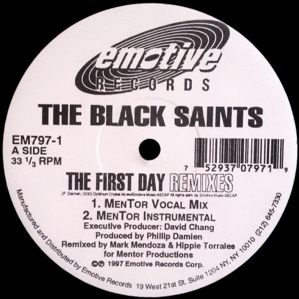 The Black Saints - The First Day (Part 2) - Mint- 12" Single Record 1997 Emotive USA Vinyl - House / Garage House - Shuga Records