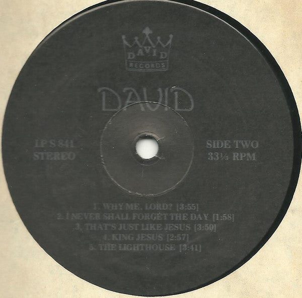 David - David - VG+ LP Record 1970s Private Press Outside Music USA Vinyl - Country / Gospel / Religious - Shuga Records
