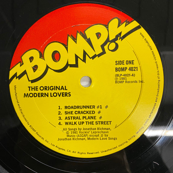 The Modern Lovers - The Original Modern Lovers - VG+ (VG cover) LP Record 1982 BOMP! USA Original Vinyl - New Wave / Indie Rock / Pop Rock - Shuga Records