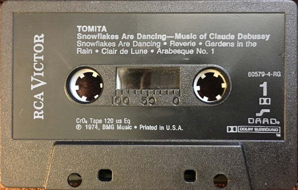 Tomita – Snowflakes Are Dancing (Music Of Claude Debussy) - Mint- Cassette 1991 RCA USA Black RARE Multichannel Dolby Surround Tape - Modern Classical / Ambient - Shuga Records