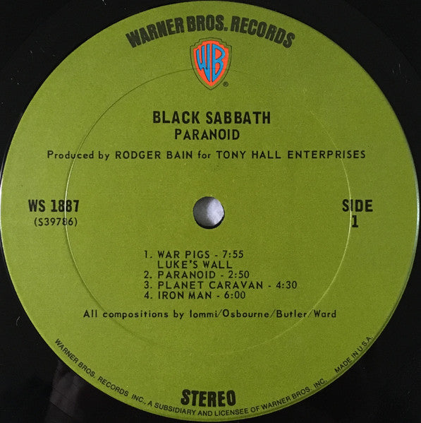 Black Sabbath ‎– Paranoid - VG+ Lp Record 2011 180g Reissue (Orig. 1970) USA Original Vinyl - Rock - Shuga Records