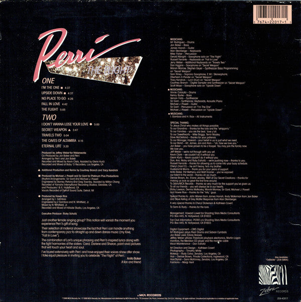 Perri - The Flight - VG+ LP Record 1988 Zebra MCA USA Vinyl - Soul / Gospel / Rhythm & Blues - Shuga Records