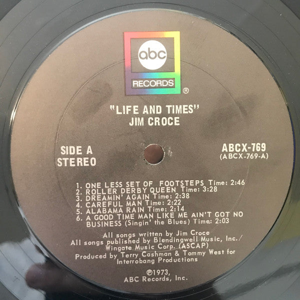 Jim Croce - Life and Times - VG+ LP Record 1973 ABC Original USA Vinyl - Soft Rock / Pop Rock - Shuga Records