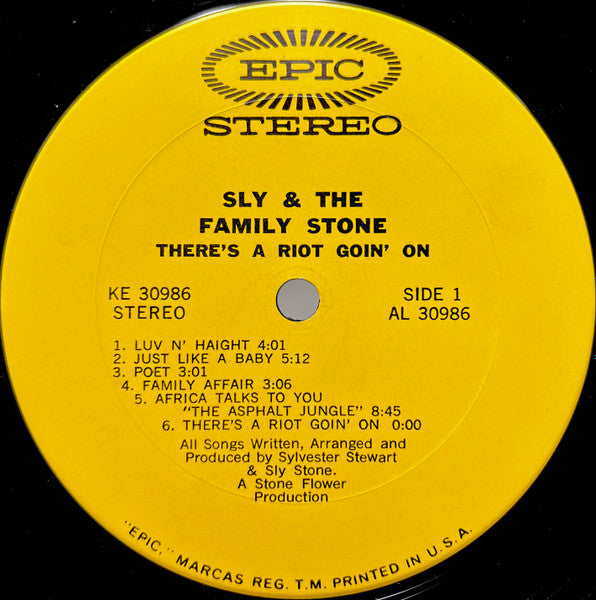 Sly & The Family Stone - There's A Riot Goin' On - VG+ LP Record 1971 Epic USA Original Vinyl - Soul / Funk - Shuga Records