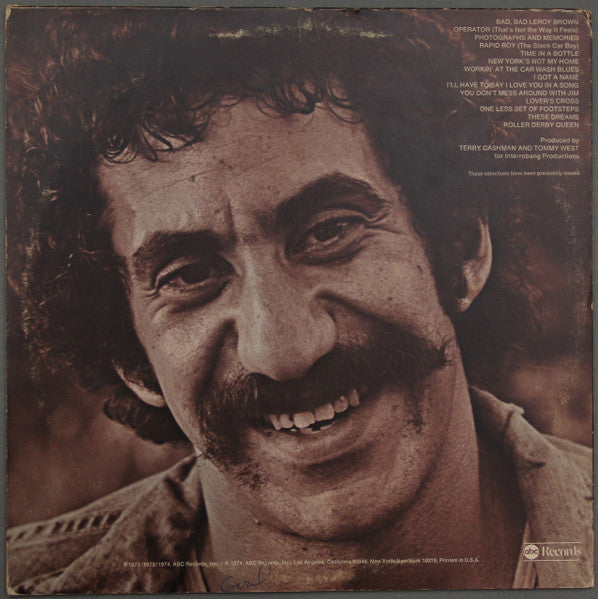 Jim Croce - Photographs & Memories His Greatest Hits - VG+ LP Record 1974 ABC USA Original Vinyl - Pop Rock / Soft Rock - Shuga Records