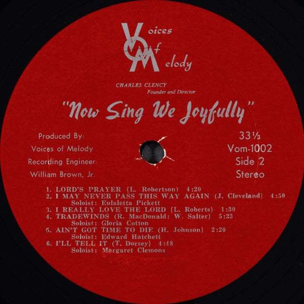 Charles Clency And The Voices Of Melody - Now Sing We Joyfully - VG LP Record 1960s Voices Of Melody USA Vinyl - Chicago Gospel - Shuga Records