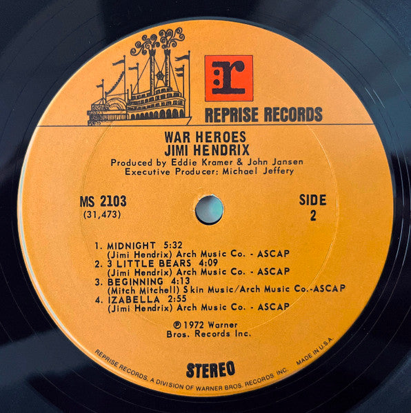 Jimi Hendrix - War Heroes - Mint- LP Record 1972 Reprise USA Vinyl - Psychedelic Rock / Blues Rock - Shuga Records