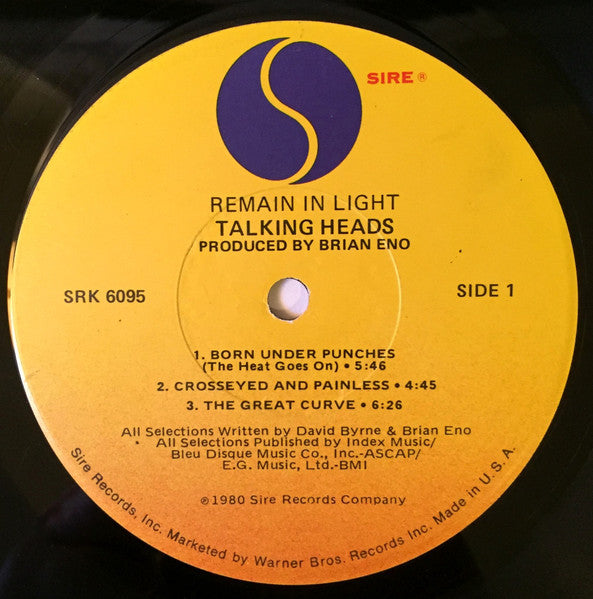 Talking heads - Remain In Light - VG+ LP Record 1980 Sire USA Original Vinyl, Inner & Insert - New Wave / Art Rock - Shuga Records