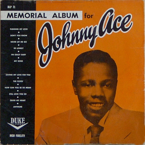 Johnny Ace - Memorial Album For Johnny Ace (1955) - VG LP Record 1956 Duke USA Vinyl - Rhythm & Blues - Shuga Records