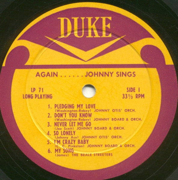 Johnny Ace - Memorial Album For Johnny Ace (1955) - VG LP Record 1956 Duke USA Vinyl - Rhythm & Blues - Shuga Records