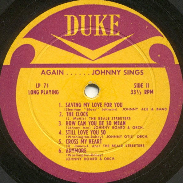 Johnny Ace - Memorial Album For Johnny Ace (1955) - VG LP Record 1956 Duke USA Vinyl - Rhythm & Blues - Shuga Records