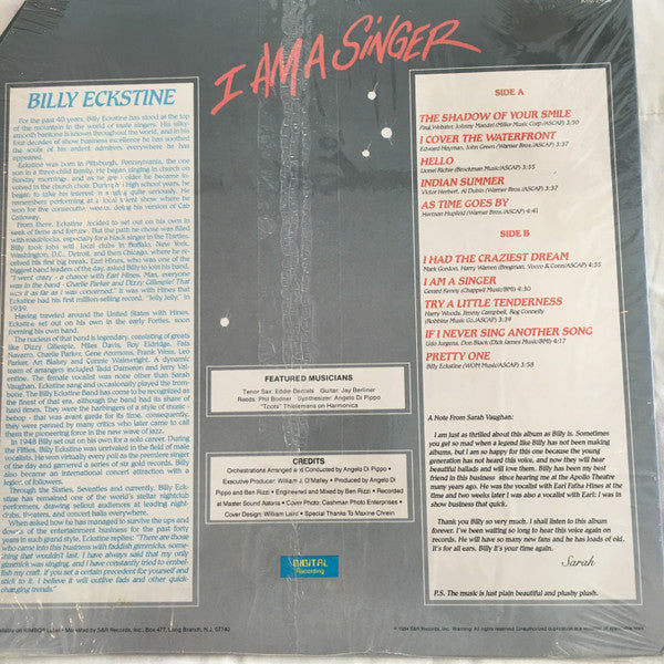 Billy Eckstine - I Am A Singer - New LP Record 1984 Kimbo USA Vinyl - Jazz - Shuga Records