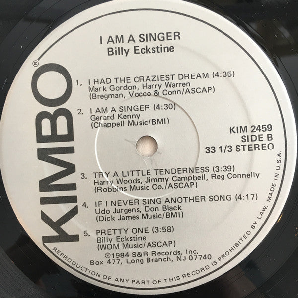 Billy Eckstine - I Am A Singer - New LP Record 1984 Kimbo USA Vinyl - Jazz - Shuga Records