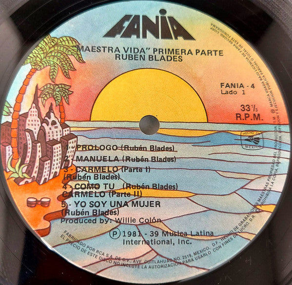Ruben Blades ‎– Maestra Vida - Primera Parte - VG+ LP Record 1980 Fania Mexico Original Vinyl - Latin / Salsa - Shuga Records