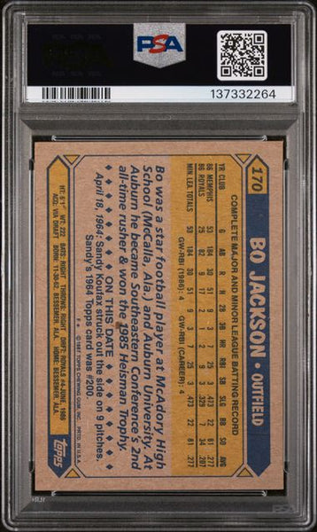 1987 TOPPS #170 BO JACKSON FUTURE STARS - Baseball PSA 8 NM MT