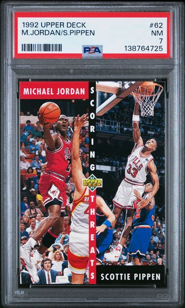 1992 UPPER DECK #62 MICHAEL JORDAN/SCOTTIE PIPPEN - Chicago Bulls HOF PSA 7 NM