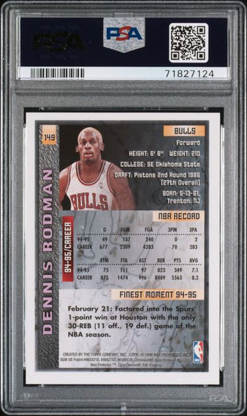1995 FINEST #149 DENNIS RODMAN - Chicago Bulls HOF PSA 8 NM- MT