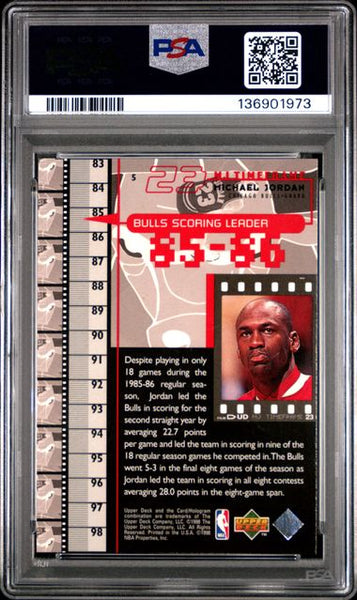 1998 UPPER DECK MJ LIVING LEGEND #5 MICHAEL JORDAN - Chicago Bulls HOF PSA 7 NM