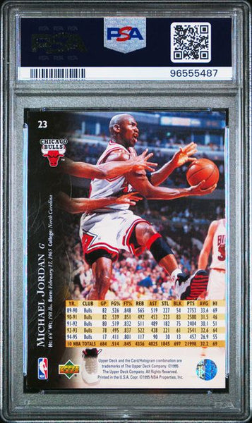 Michael Jordan - 1995 Upper Deck Card #23 Chicago Bulls HOF PSA 7 NM - Shuga Records
