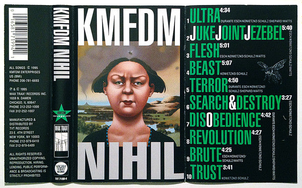 KMFDM - NIHIL - VG+ Cassette 1995 Wax Trax! TVT USA Original Tape - Rock / Industrial / Electronic - Shuga Records