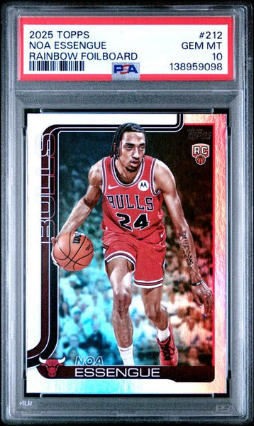 2025 TOPPS #212 NOA ESSENGUE RAINBOW FOILBOARD - Chicago Bulls PSA 10 GEM MINT POP 1