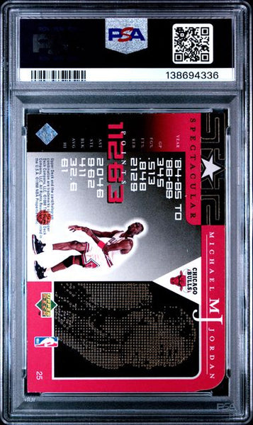 1998 UPPER DECK MJ CAREER COLLECTION #25 MICHAEL JORDAN SPECTACULAR STATS - Chicago Bulls HOF PSA 5 EX