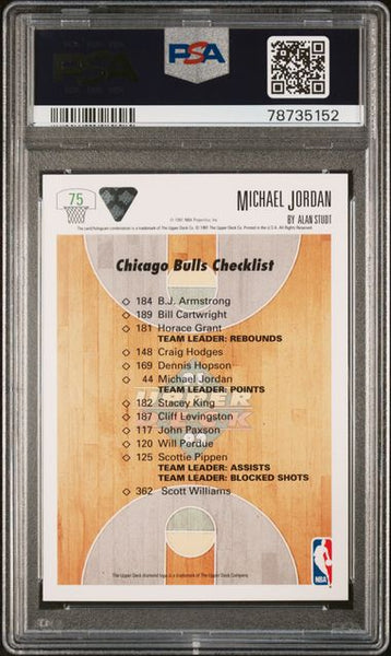 Michael Jordan 1991 Upper Deck Card #75 Chicago Bulls Checklist PSA 7 - Shuga Records