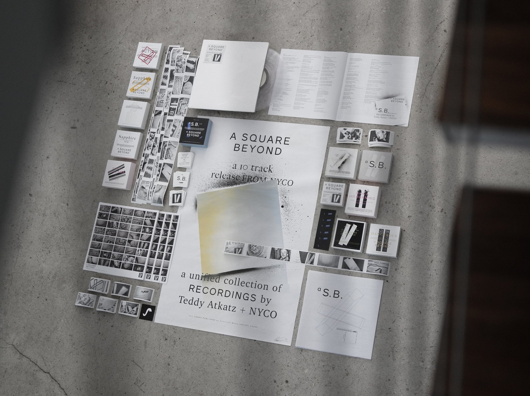 Teddy Atkatz and Nyco - A Square Beyond - New LP Record 2025 Self Released Clear 180 gram Vinyl, Letterpress Cover, Lyric Sheet, 10 Postcards, Sticker & Poster - Pop - Shuga Records