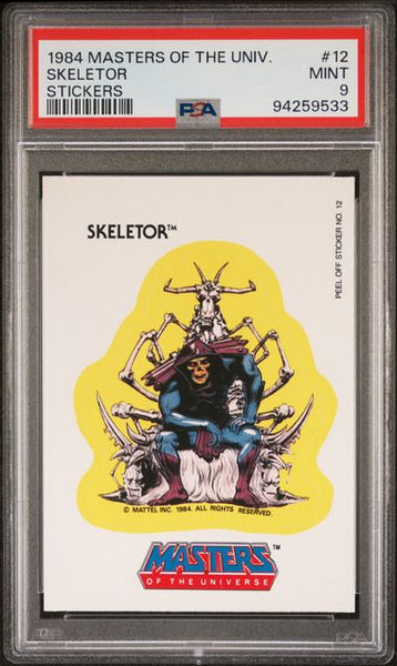 1984 MASTERS OF THE UNIVERSE STICKERS #12 SKELETOR STICKERS PSA 9 Mint 94259533 - Shuga Records