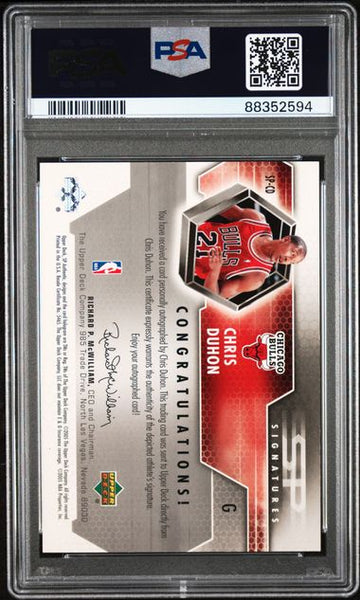 2004 SP AUTHENTIC SP SIGNATURES #SP-CD CHRIS DUHON SP SIGNATURES - Chicago Bulls PSA 8 NM - MT