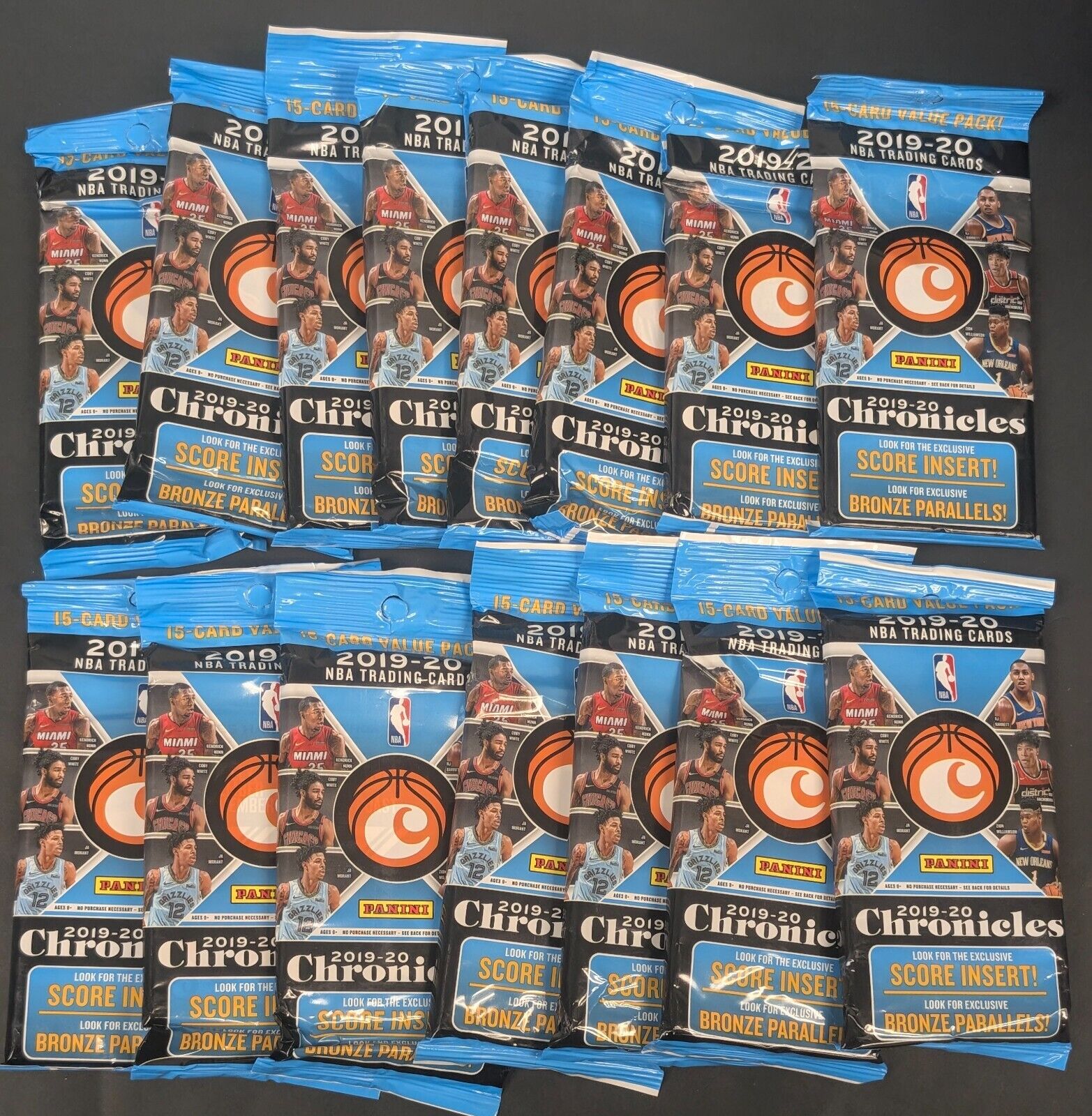 (1) One New Pack - 2019-2020 Panini Chronicles NBA Basketball Trading Card Fat Pack - 15 Cards - Shuga Records