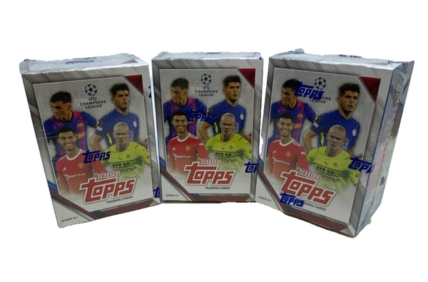 (1) One New Blaster Box - 2021-2022 Topps Champions League Soccer Trading Card 7 Packs - 6 Cards Per Pack - Shuga Records