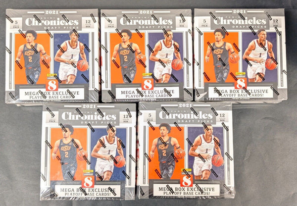 (1) One New Mega Box - 2021-2022 Panini Chronicles Draft Picks Basketball Trading Card 12 Packs - 5 Cards Per Pack - Shuga Records