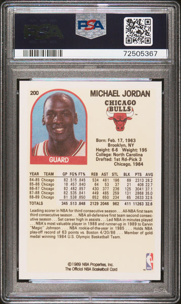 Michael Jordan 1989 NBA HOOPS Card #200 Chicago Bulls HOF PSA 8