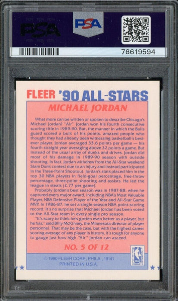 1990 Fleer All-Stars #5 Card - Michael Jordan Chicago Bulls HOF PSA 7 EX-NM - Shuga Records