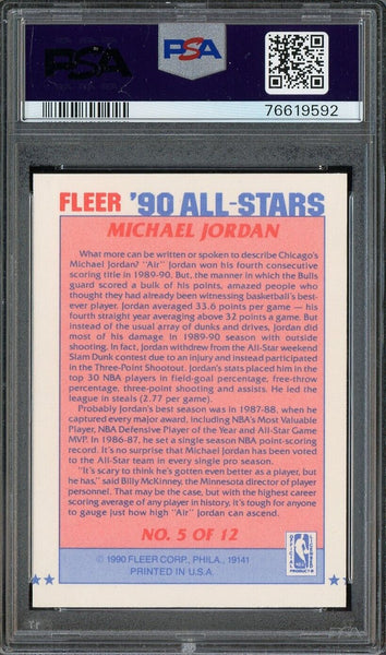1990 Fleer All-Stars #5 Card - Michael Jordan Chicago Bulls HOF PSA 6 EX-MT - Shuga Records