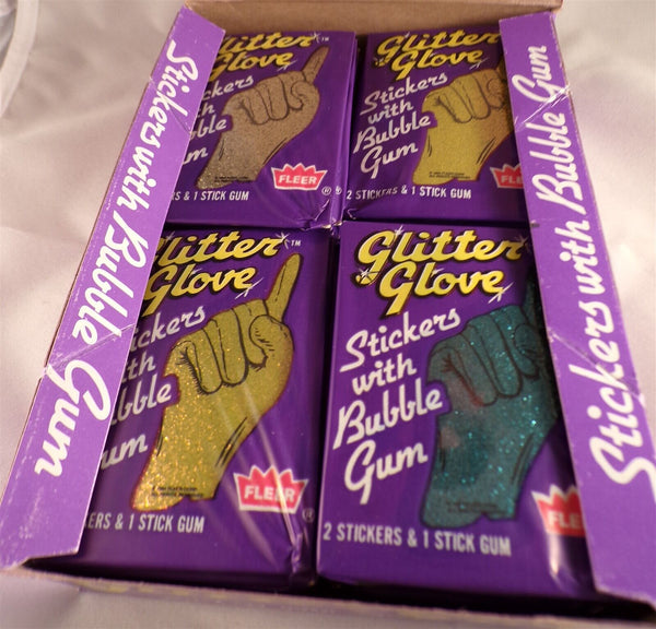 (1) New One Pack - 1984 FLEER Fleer GLITTER GLOVE Trading Card Sticker - 2 Sticker Cards & 1 Gum Per Pack - Shuga Records