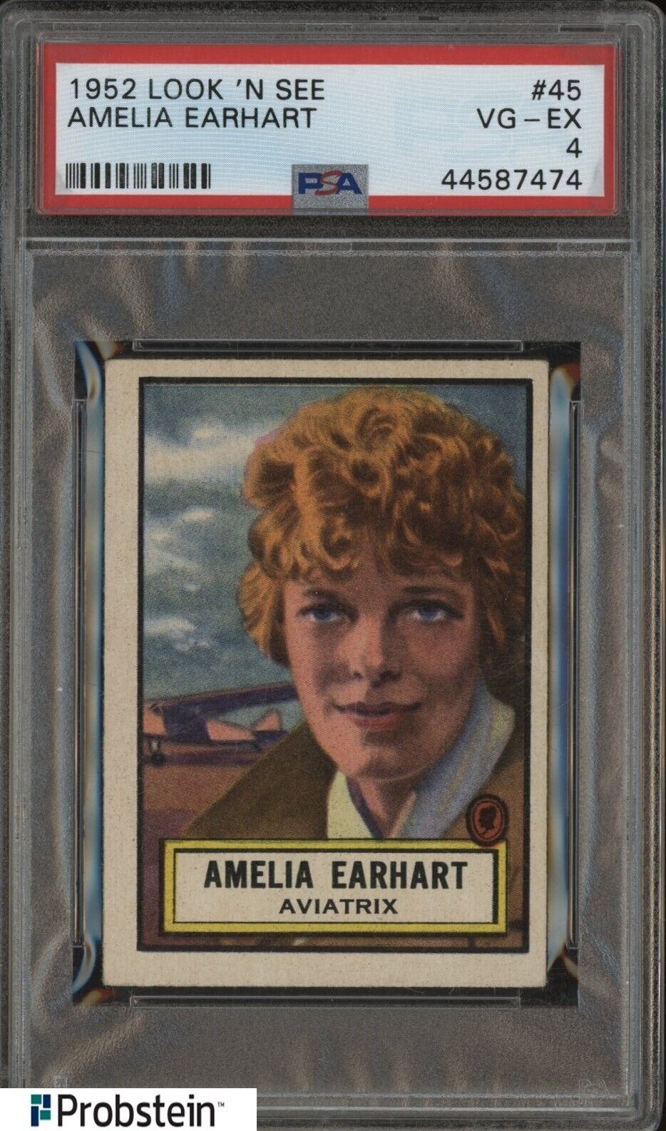 1952 Topps Look 'N See #45 Card - Amelia Earhart - Aviatrix PSA 4 VG-EX - Shuga Records