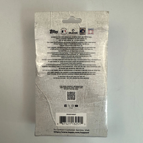 (1) One Pack - New Sealed 2025 TOPPS Series One RETAIL MLB Baseball Trading Hanger Box - 59 Cards - Shuga Records