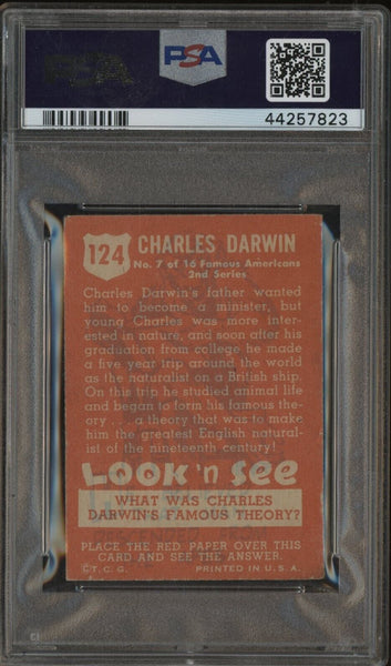 1952 Topps Look 'N See Card #124 - Charles Darwin - Scientist - PSA 5 EX - Shuga Records