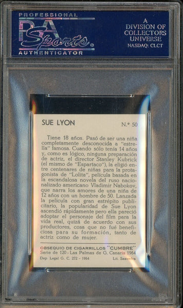 1964-1965 Cumbre film And Recording Stars #50 Card SPAIN - Sue Lyon PSA 10 GEM MINT - Shuga Records