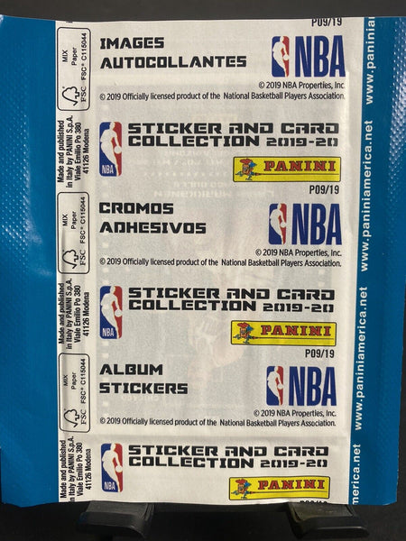 (1) One Pack - 2019-2020 Italy PANINI NBA Basketball Trading Sticker Cards - 5 Stickers & 1 Card - Shuga Records