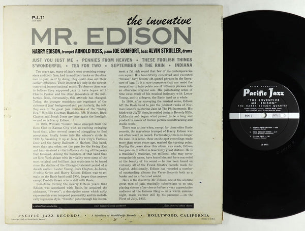 Harry Edison - The Inventive Mr. Edison - VG+ LP Record 1960 Pacific Jazz USA Mono Vinyl - Jazz - Shuga Records